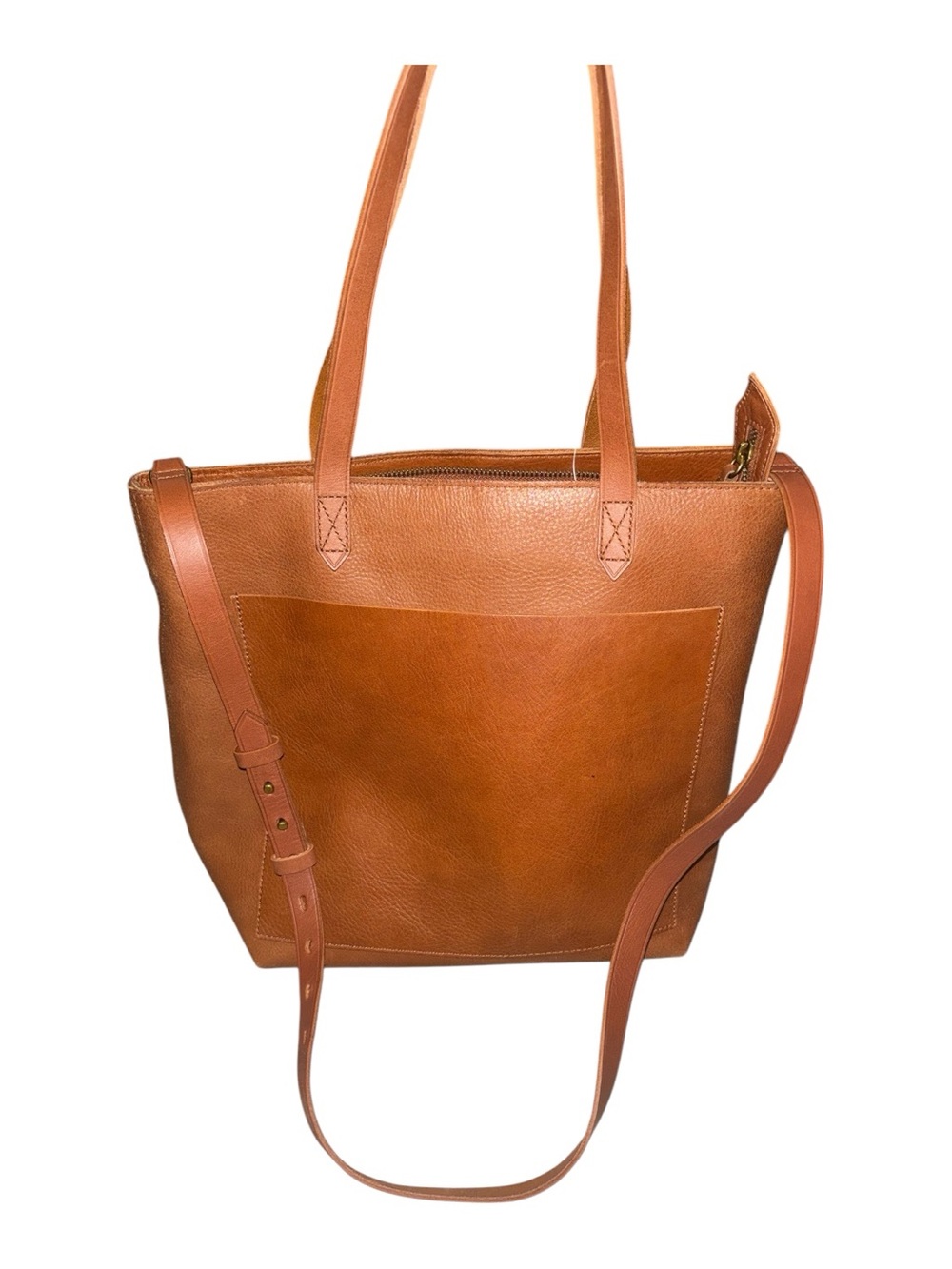 Madewell Medium Transport Tote English Saddle Brown Leather Crossbody Bucket Bag